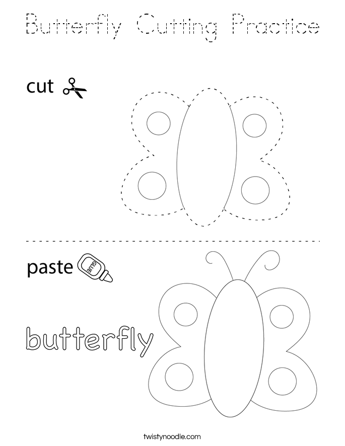 Butterfly Cutting Practice Coloring Page