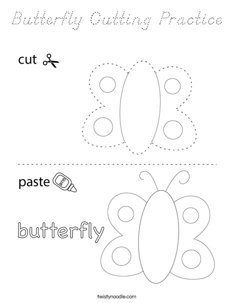 Butterfly Cutting Practice Coloring Page