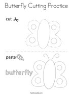 Butterfly Cutting Practice Coloring Page