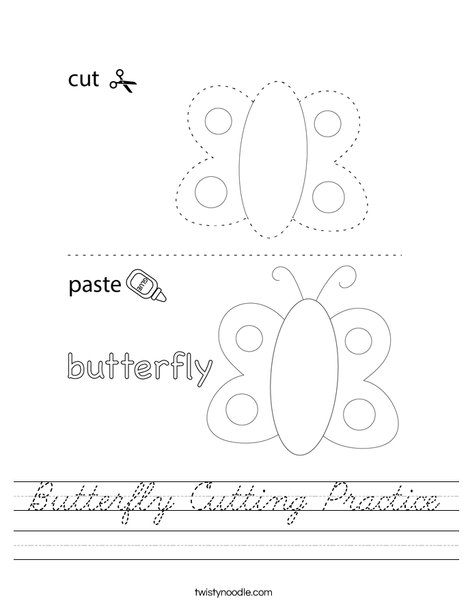 Butterfly Cutting Practice Worksheet