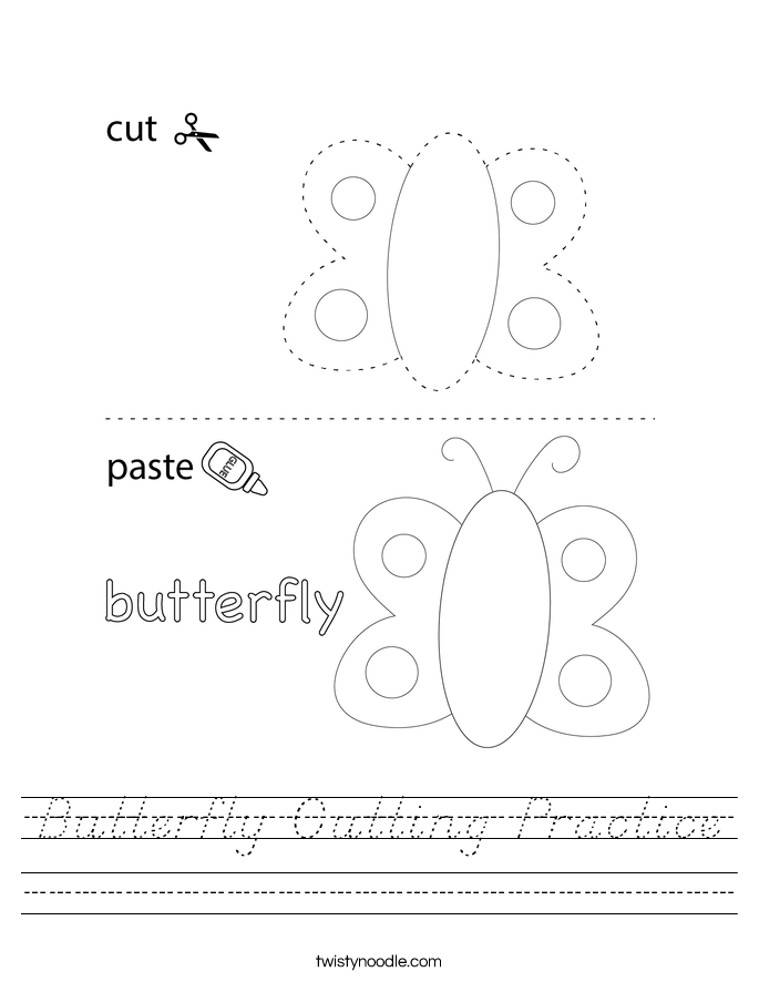 Butterfly Cutting Practice Worksheet