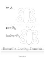Butterfly Cutting Practice Handwriting Sheet