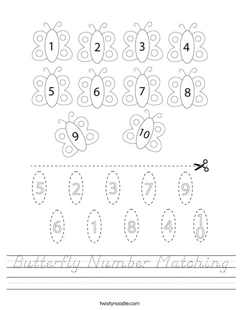 Butterfly Number Matching Worksheet