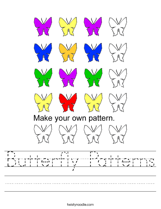 Butterfly Patterns Worksheet - Twisty Noodle