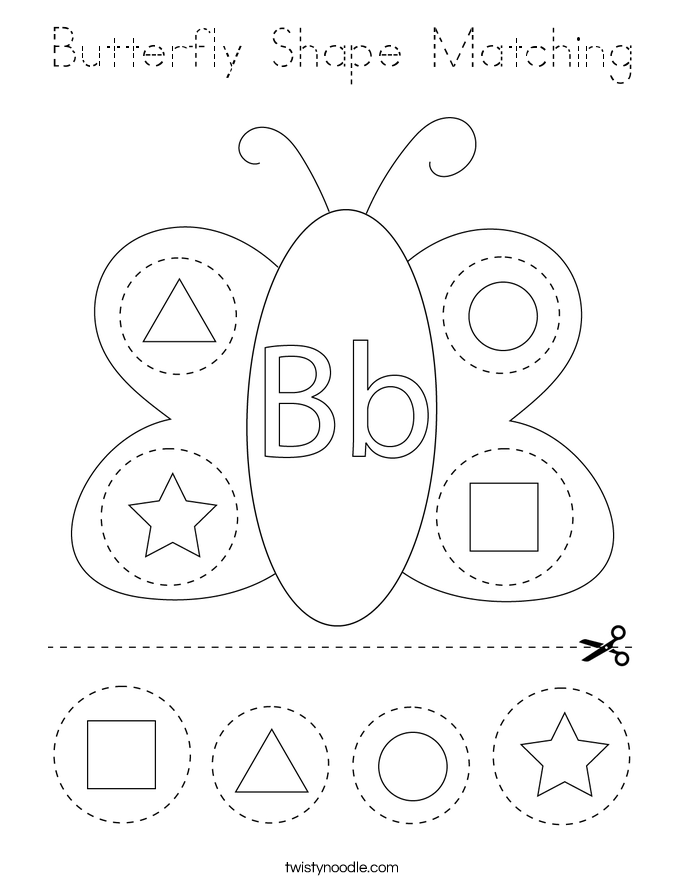 Butterfly Shape Matching Coloring Page
