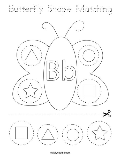 Butterfly Shape Matching Coloring Page