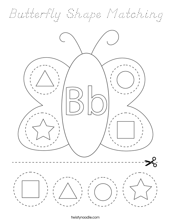 Butterfly Shape Matching Coloring Page