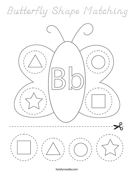 Butterfly Shape Matching Coloring Page