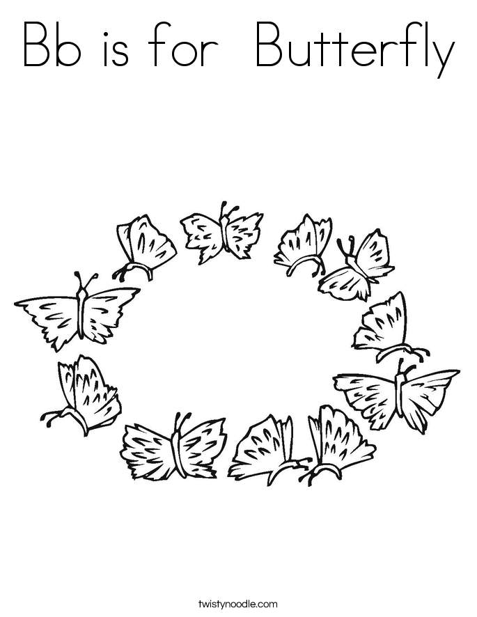 Bb is for  Butterfly Coloring Page
