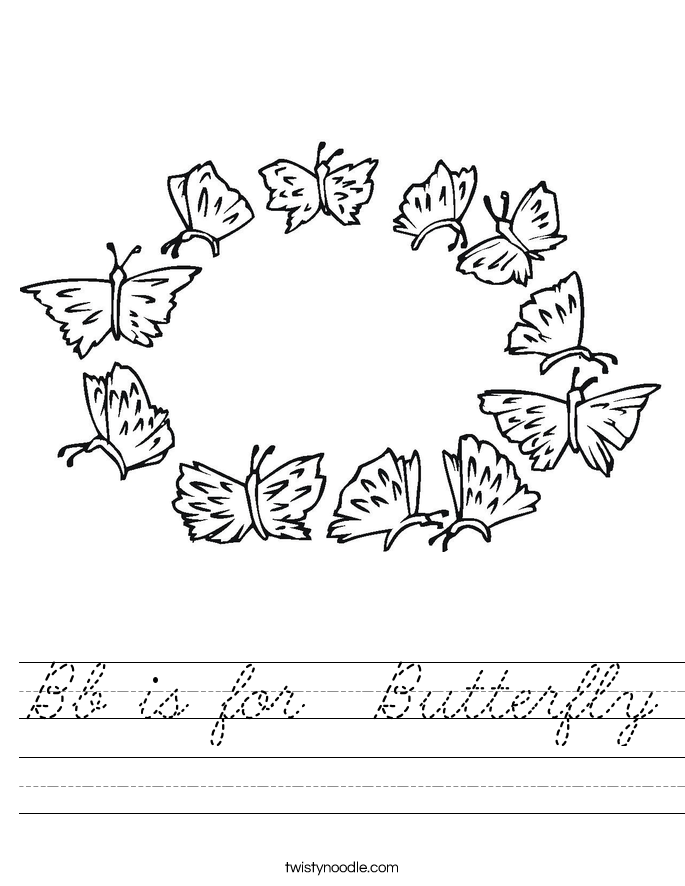 Bb is for  Butterfly Worksheet