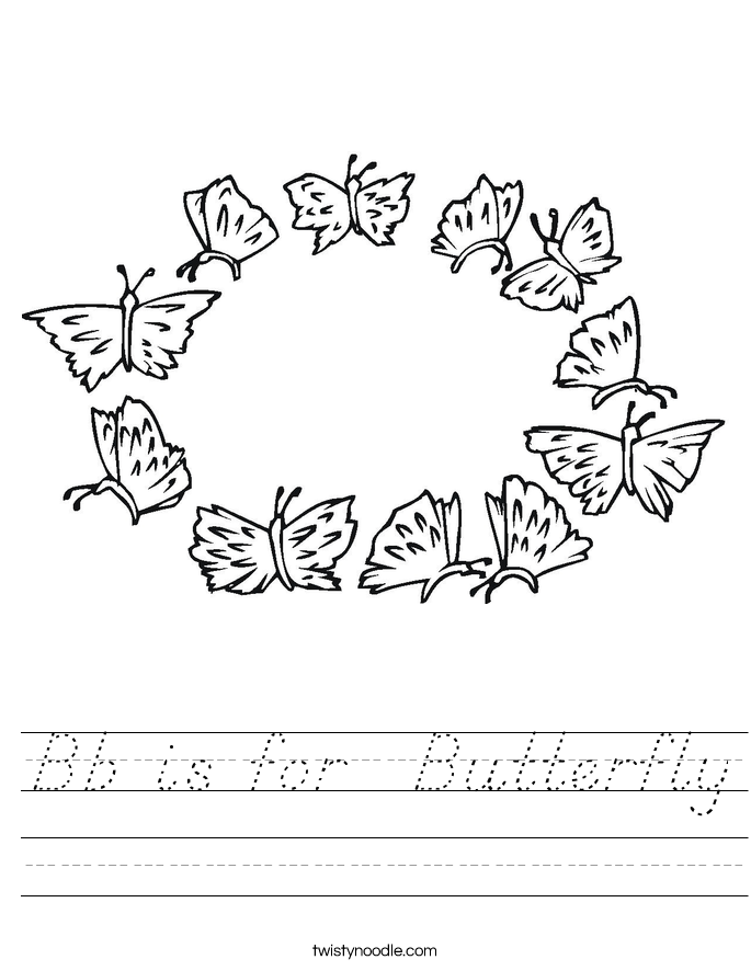 Bb is for  Butterfly Worksheet