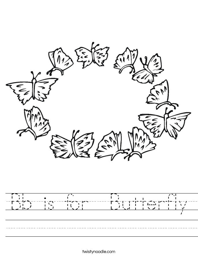 Bb is for  Butterfly Worksheet