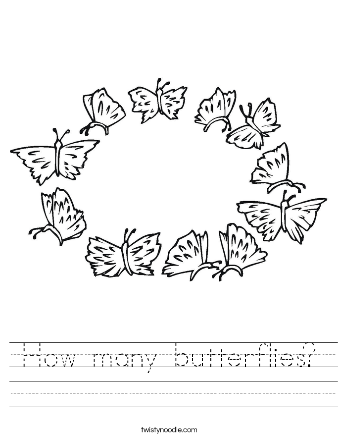 how many butterflies worksheet twisty noodle