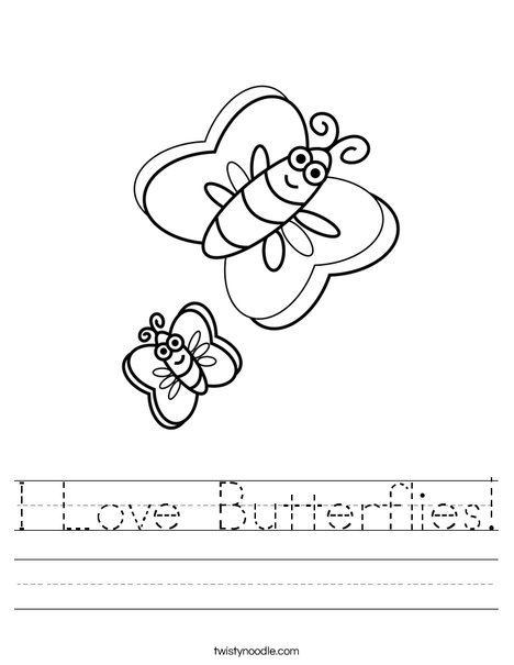 I Love Butterflies Worksheet - Twisty Noodle