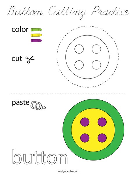 Button Cutting Practice Coloring Page