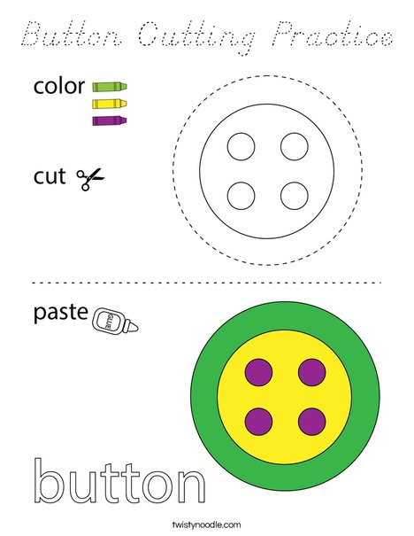 Button Cutting Practice Coloring Page