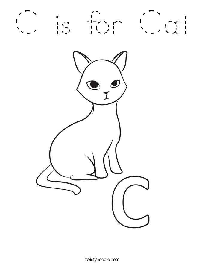 C is for Cat Coloring Page