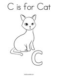 C is for Cat Coloring Page