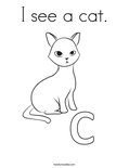 I see a cat. Coloring Page