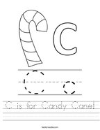 C is for Candy Cane Handwriting Sheet