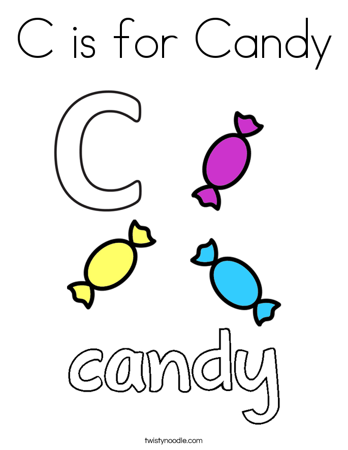 C is for Candy Coloring Page