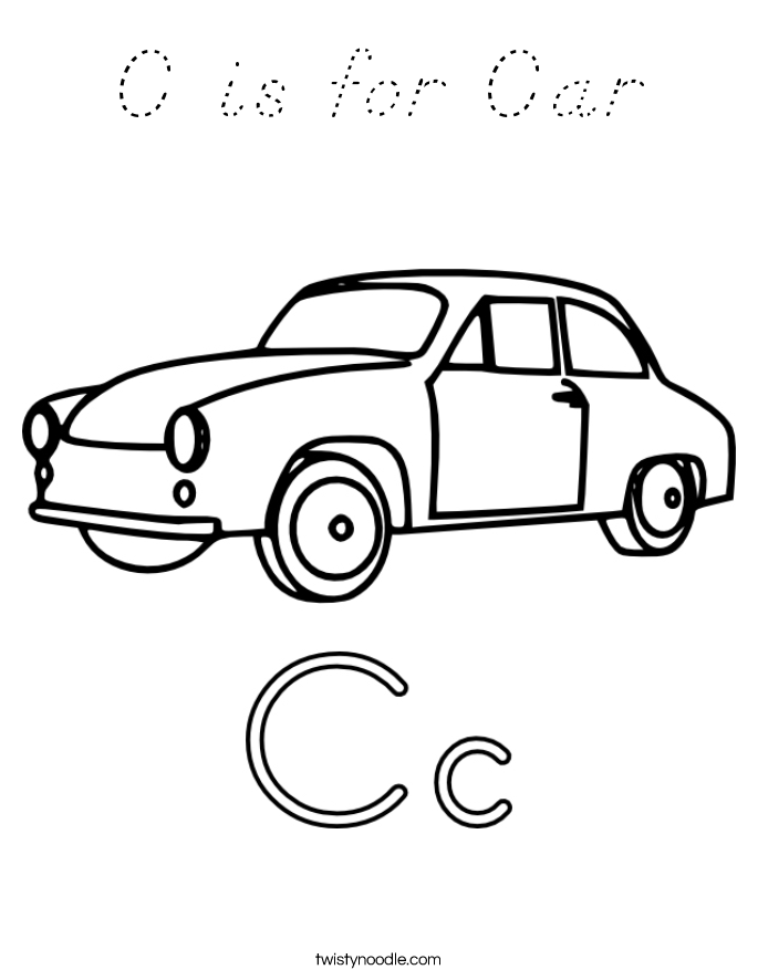 C is for Car Coloring Page