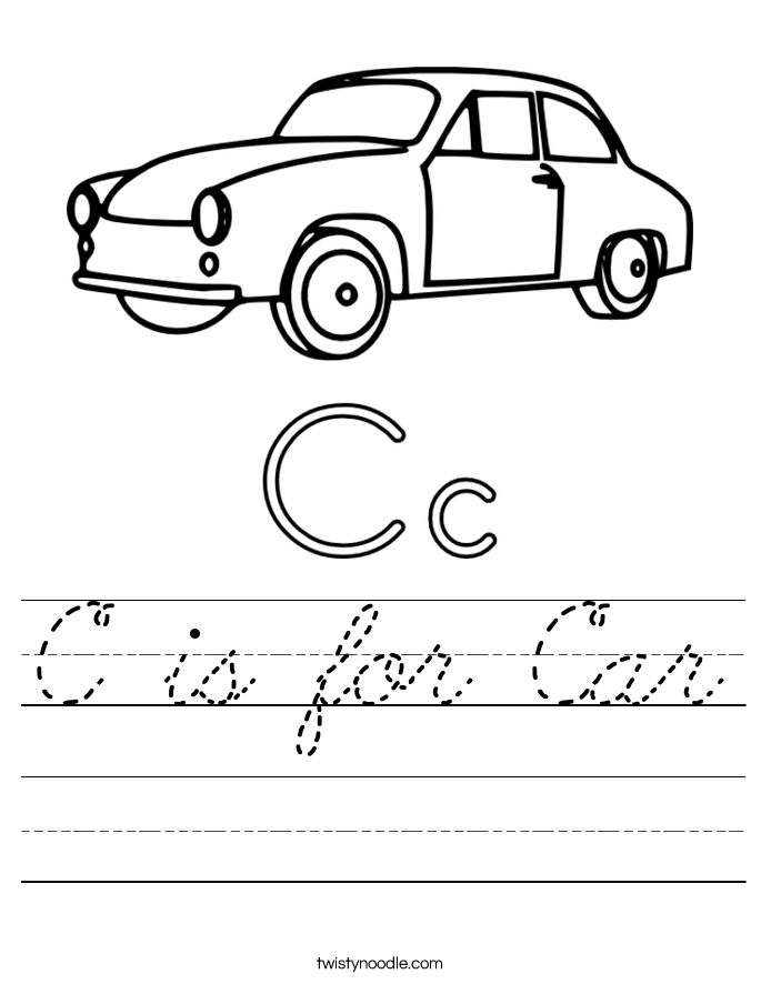 C is for Car Worksheet
