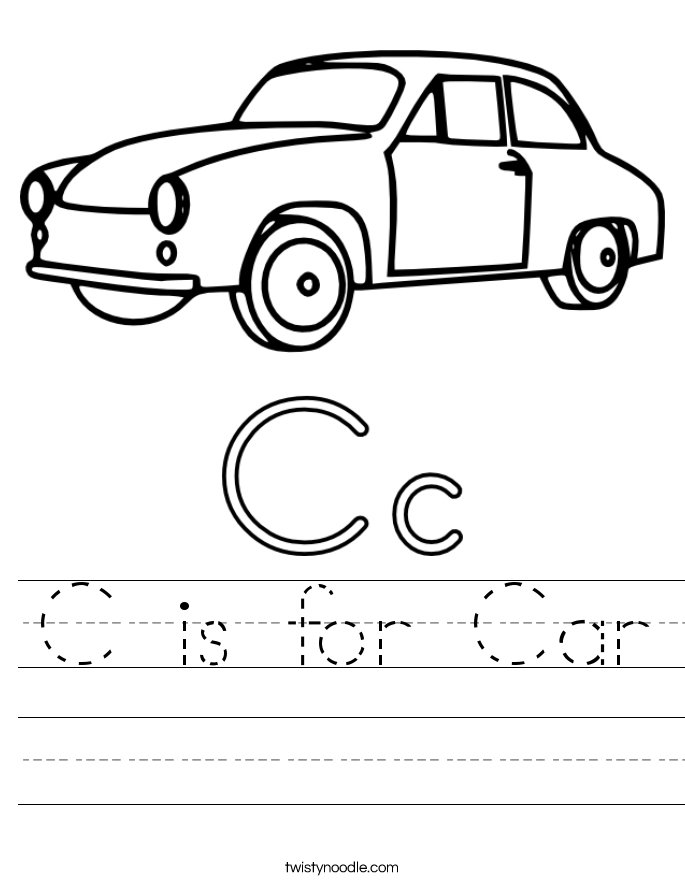 c is for car worksheet twisty noodle