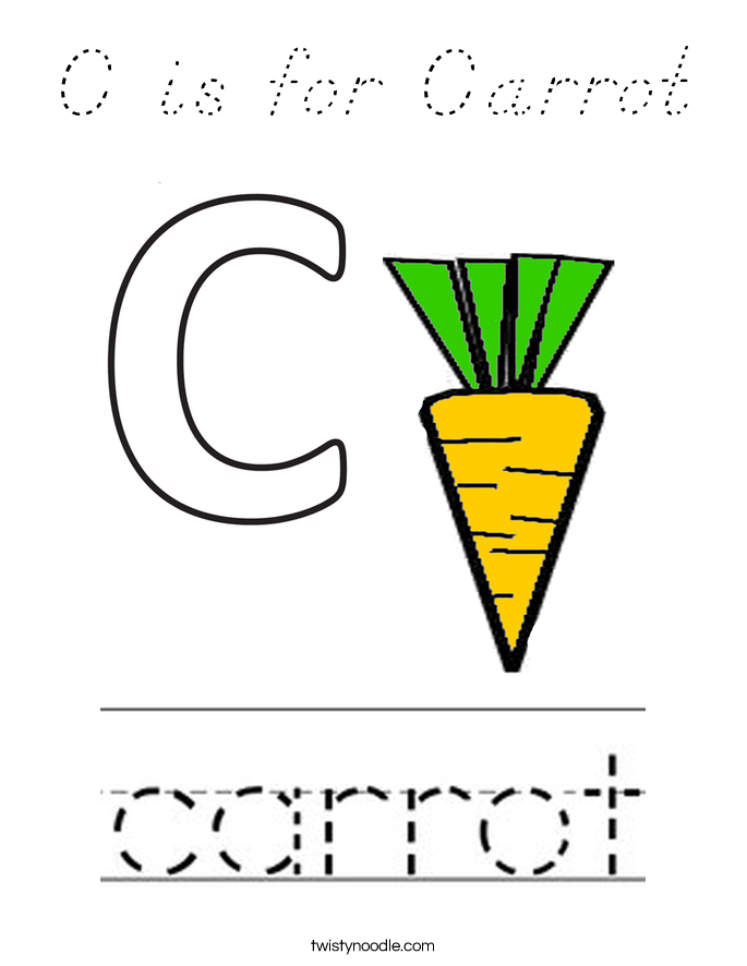 C is for Carrot Coloring Page
