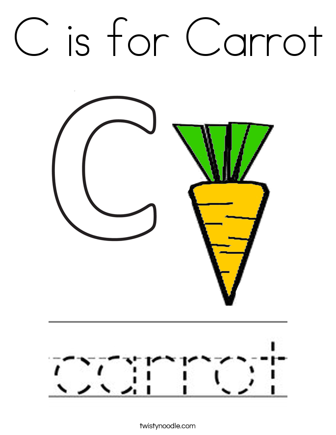 C is for Carrot Coloring Page