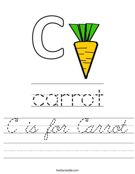 C is for Carrot Worksheet