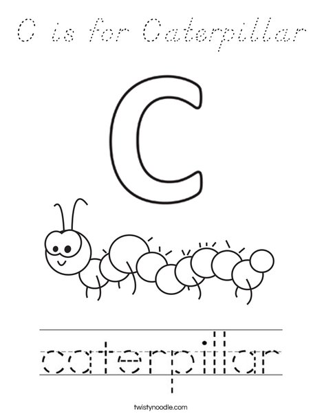 C is for Caterpillar Coloring Page