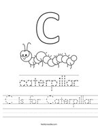C is for Caterpillar Handwriting Sheet