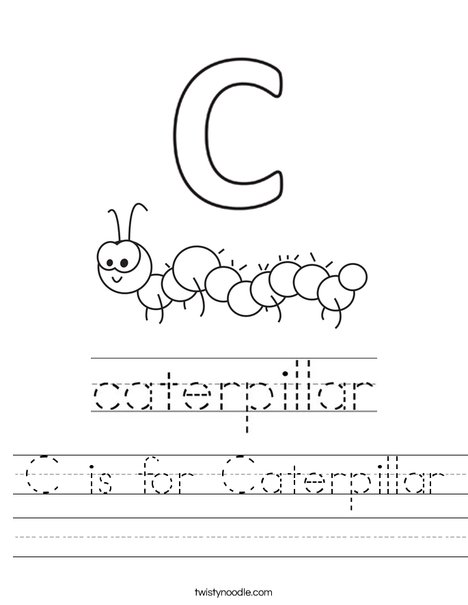 C Is For Caterpillar Worksheet - Twisty Noodle