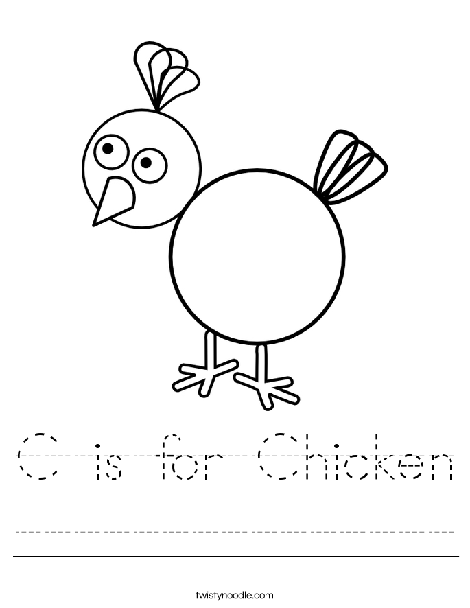 C is for Chicken Worksheet - Twisty Noodle