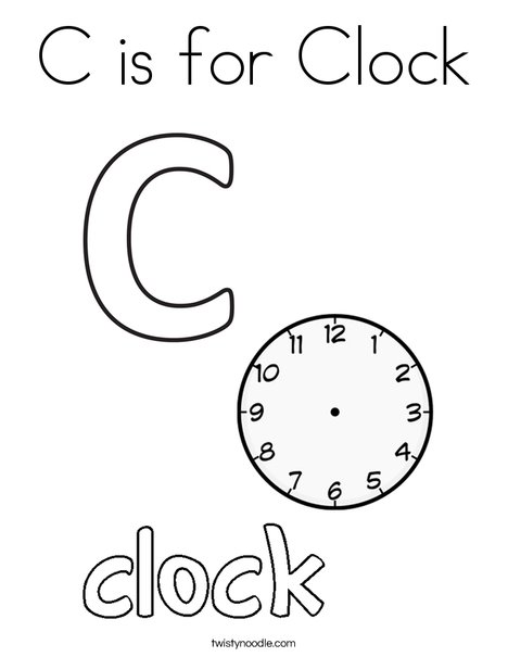 C is for Clock Coloring Page