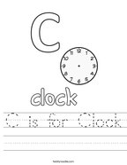 C is for Clock Handwriting Sheet