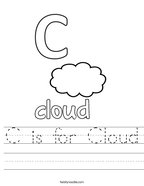 C is for Cloud Handwriting Sheet