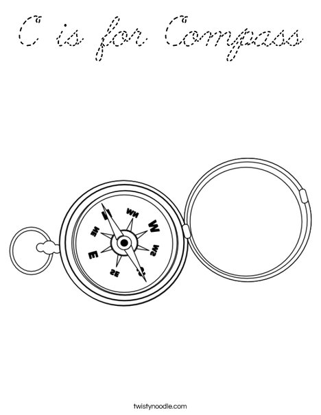 C is for Compass Coloring Page
