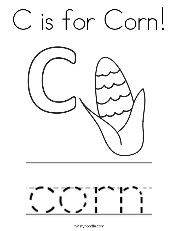 C is for Corn! Coloring Page