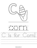C is for Corn! Worksheet