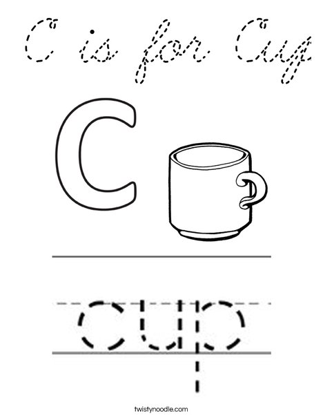 C is for Cup Coloring Page