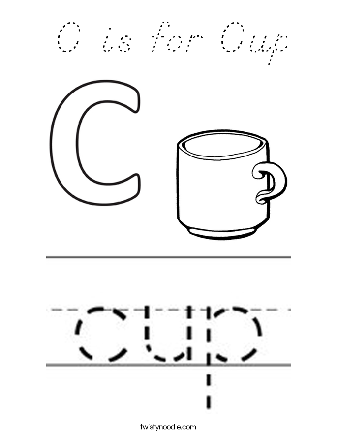 C is for Cup Coloring Page