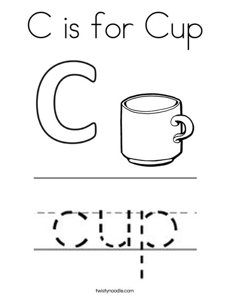 C is for Cup Coloring Page - Twisty Noodle