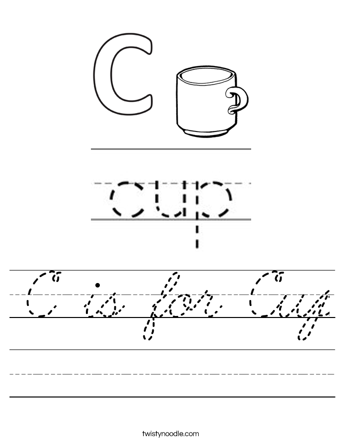 C is for Cup Worksheet