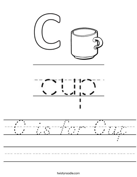 C is for Cup Worksheet