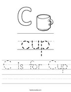 C is for Cup Handwriting Sheet