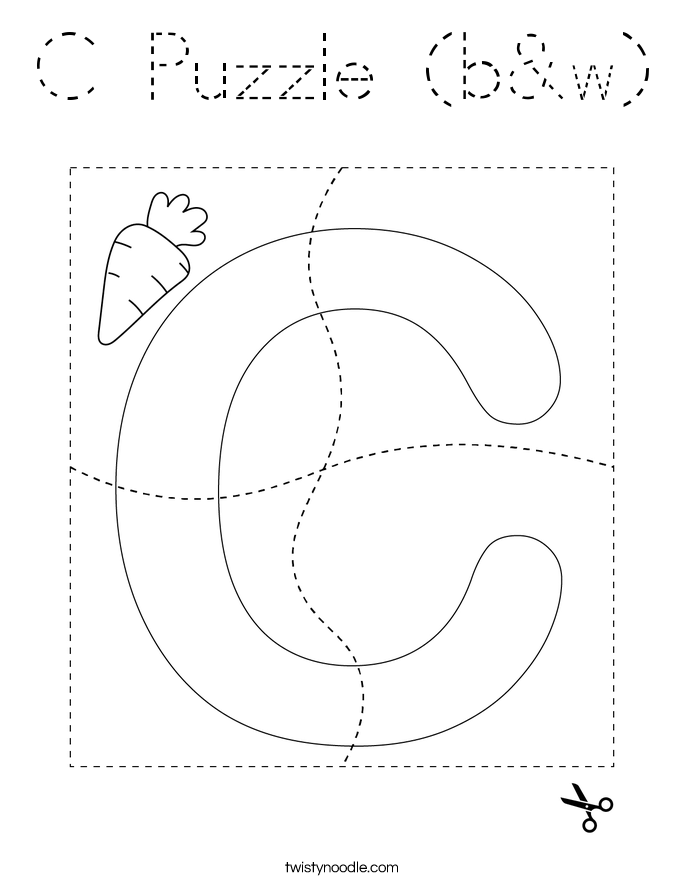 C Puzzle (b&w) Coloring Page