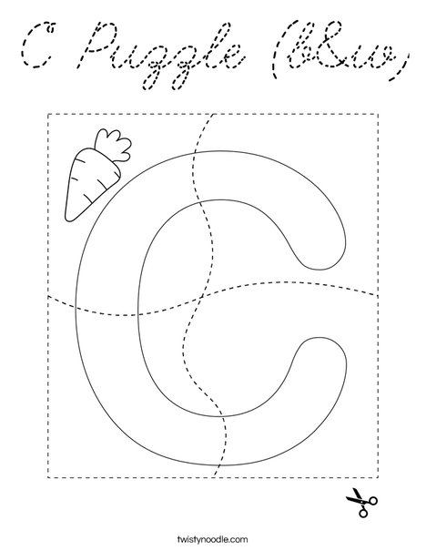C Puzzle (b&w) Coloring Page