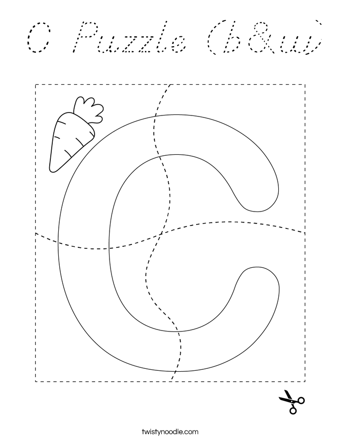 C Puzzle (b&w) Coloring Page